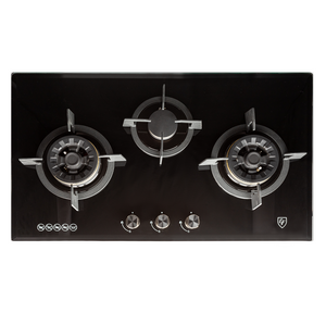 86cm 3 Burners, Black Glass Gas Hob | EFH 9733 WT VGB
