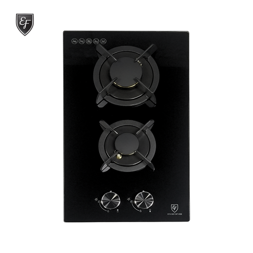 30cm 2 Burner Black Glass Domino Gas Hob