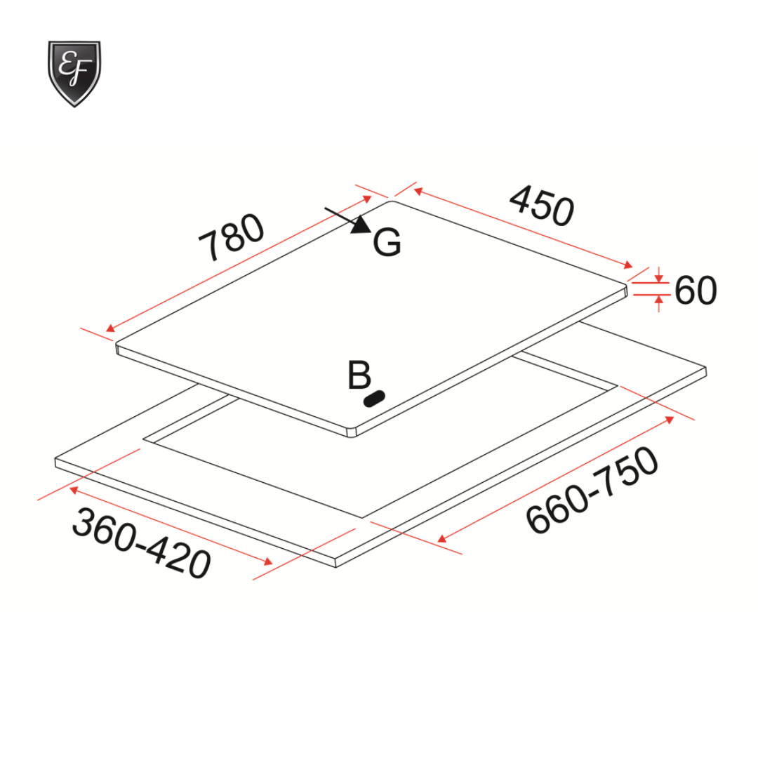 78cm 3 Burners Stainless Steel Gas Hob | EFH 3762 TN VSB