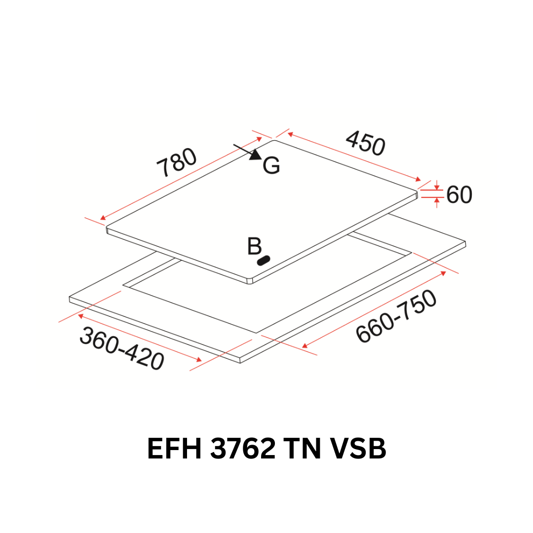 [Bundle L] 90cm Semi Integrated Hood + 78cm Gas Hob| EFCH 9111 HM SS + EFH 3762 TN VSB or EFH 3763 TN VSB