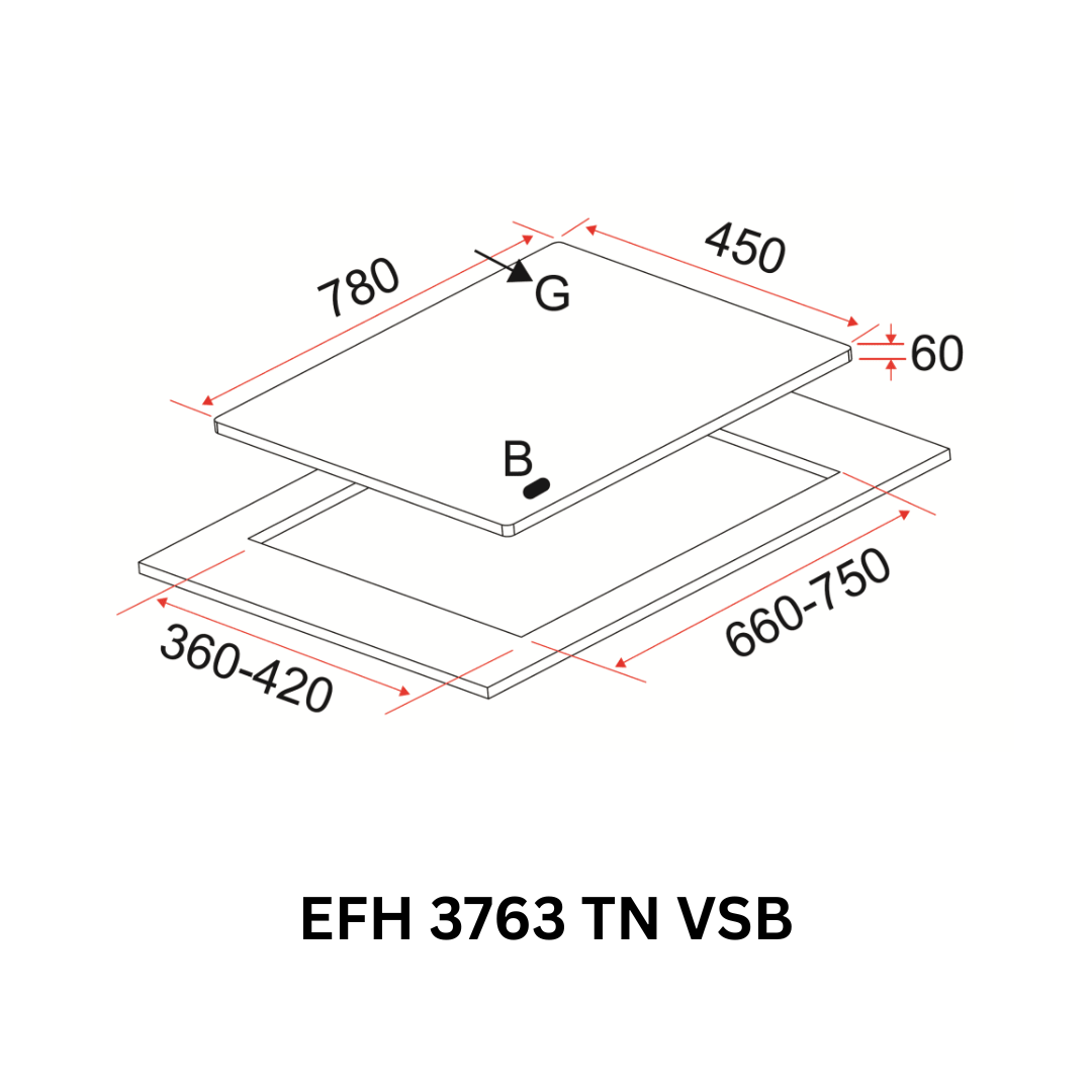 [Bundle L] 90cm Semi Integrated Hood + 78cm Gas Hob| EFCH 9111 HM SS + EFH 3762 TN VSB or EFH 3763 TN VSB