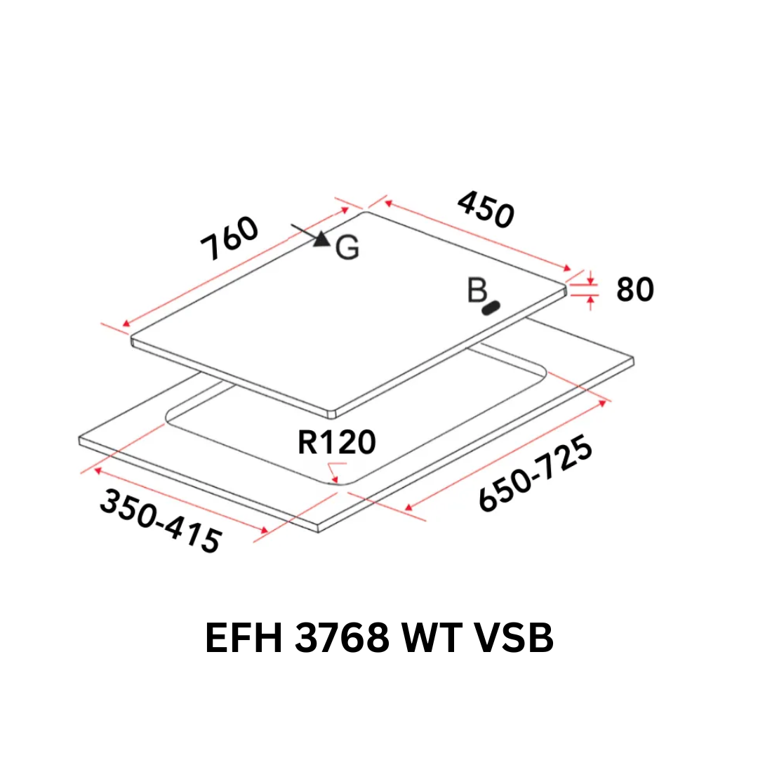 [Bundle K] 90cm Conventional Hood + 76cm 3 Burners Stainless Steel Gas Hob | EFCH 92131T +EFH 3768 WT VSB