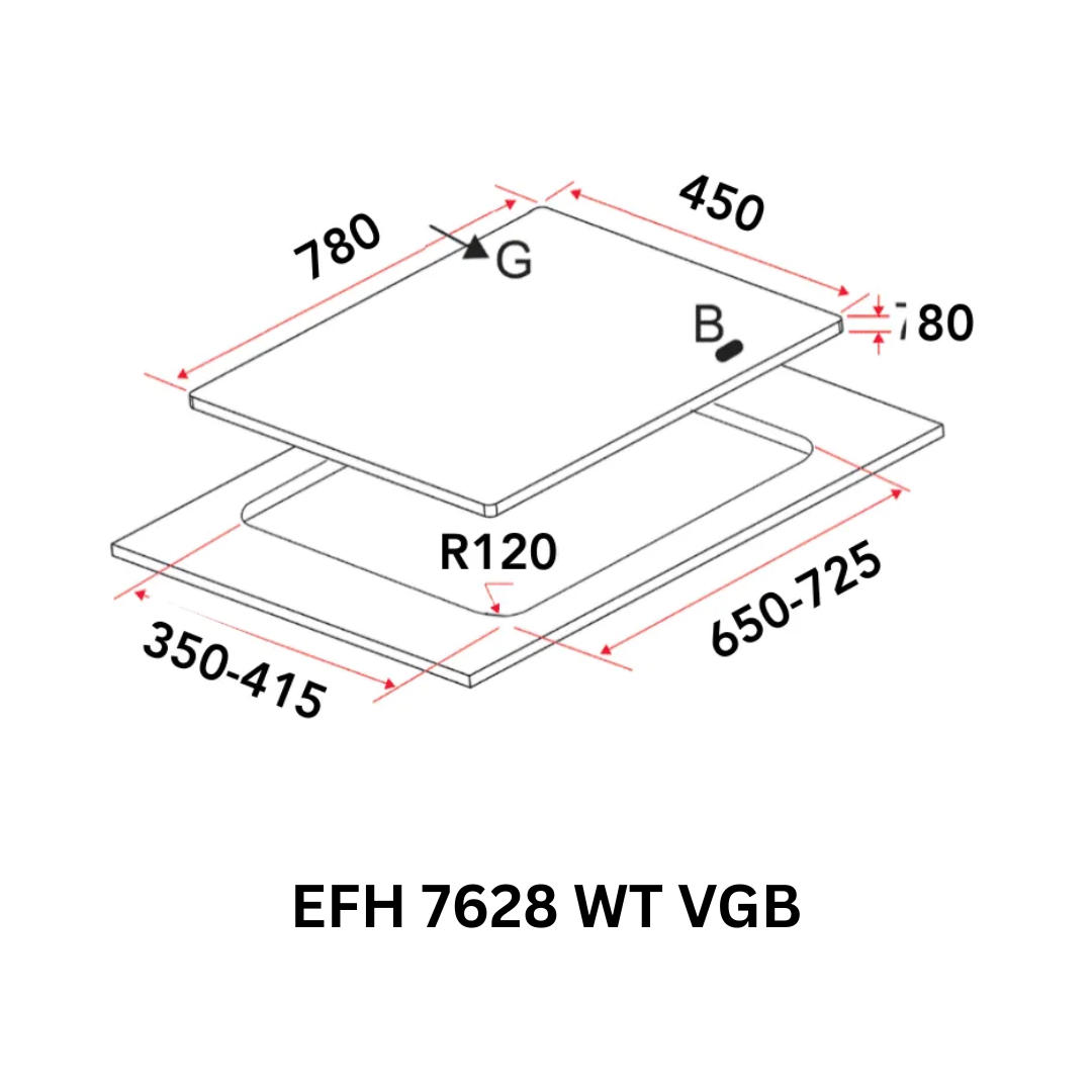 [Bundle H] 90cm Semi Integrated Hood + 78cm Gas Hob| EFCH 9214A BK + EFH 7628 WT VGB