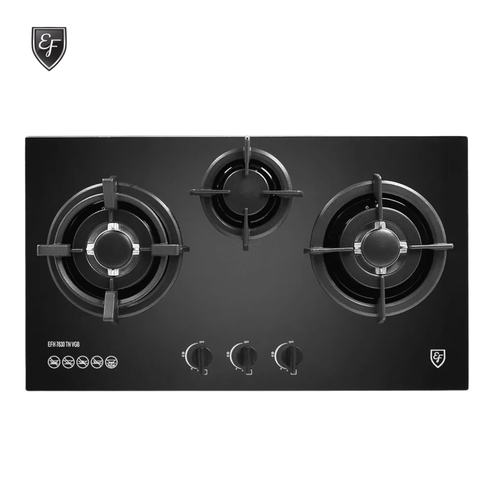 73cm 3 Burners Black Glass Gas Hob | EFH 7630 TN VGB