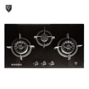 86cm 3 Burners Black Glass Gas Hob | EFH 9733 WT VGB