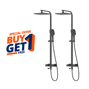 Pushstop Square Rainshower Column With Mixer (Matte Black)