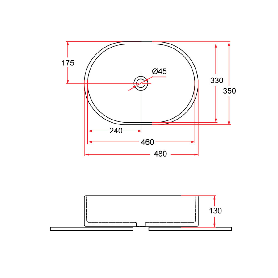 Countertop Rectangular Ceramic Basin | EVEA 48