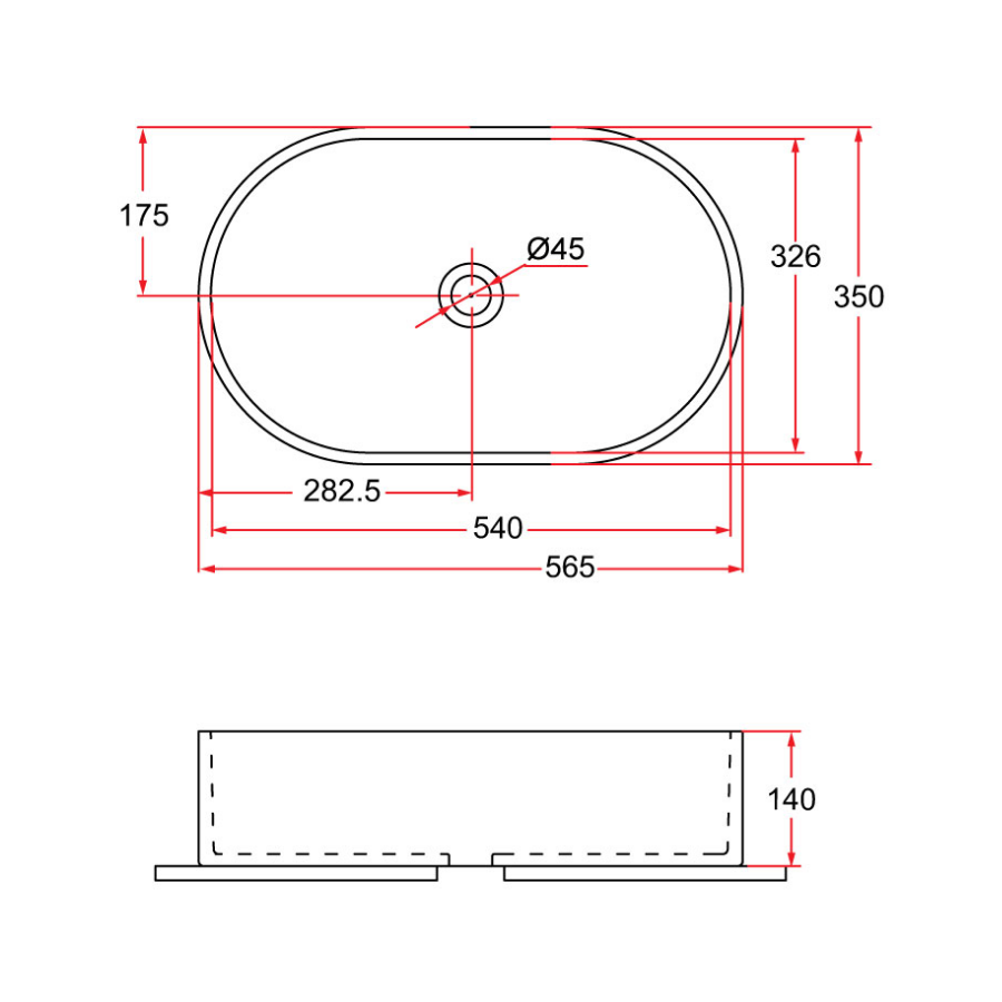 Countertop Rectangular Ceramic Basin | EVEA 55