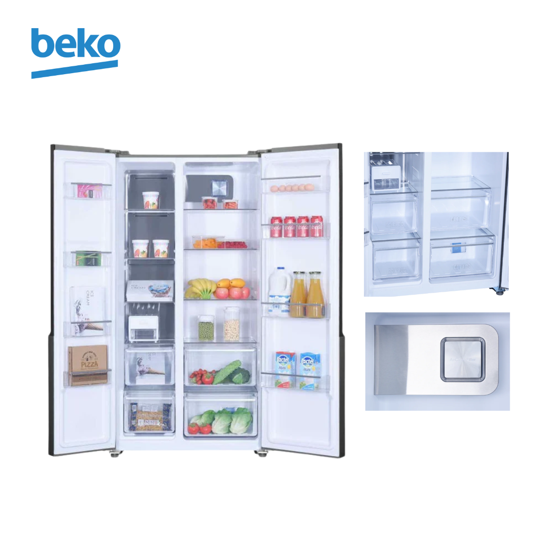 Beko 563L Side by Side Two Doors Refrigerator | GNO563E40HFGSG
