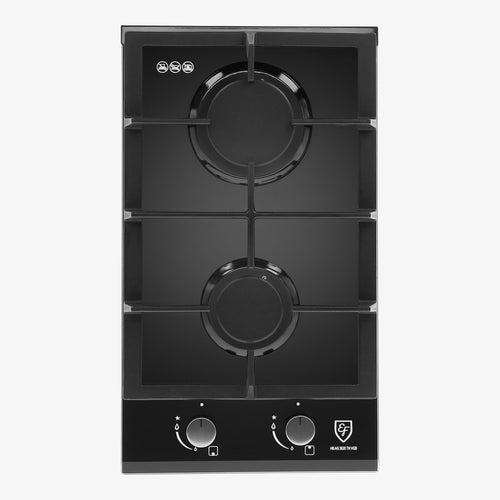 30cm 2 Burners, Black Glass Gas Hob | HB AG 3020 TN VGB