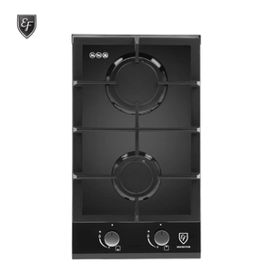 30cm 2 Burners Black Glass Gas Hob | HB AG 3020 TN VGB