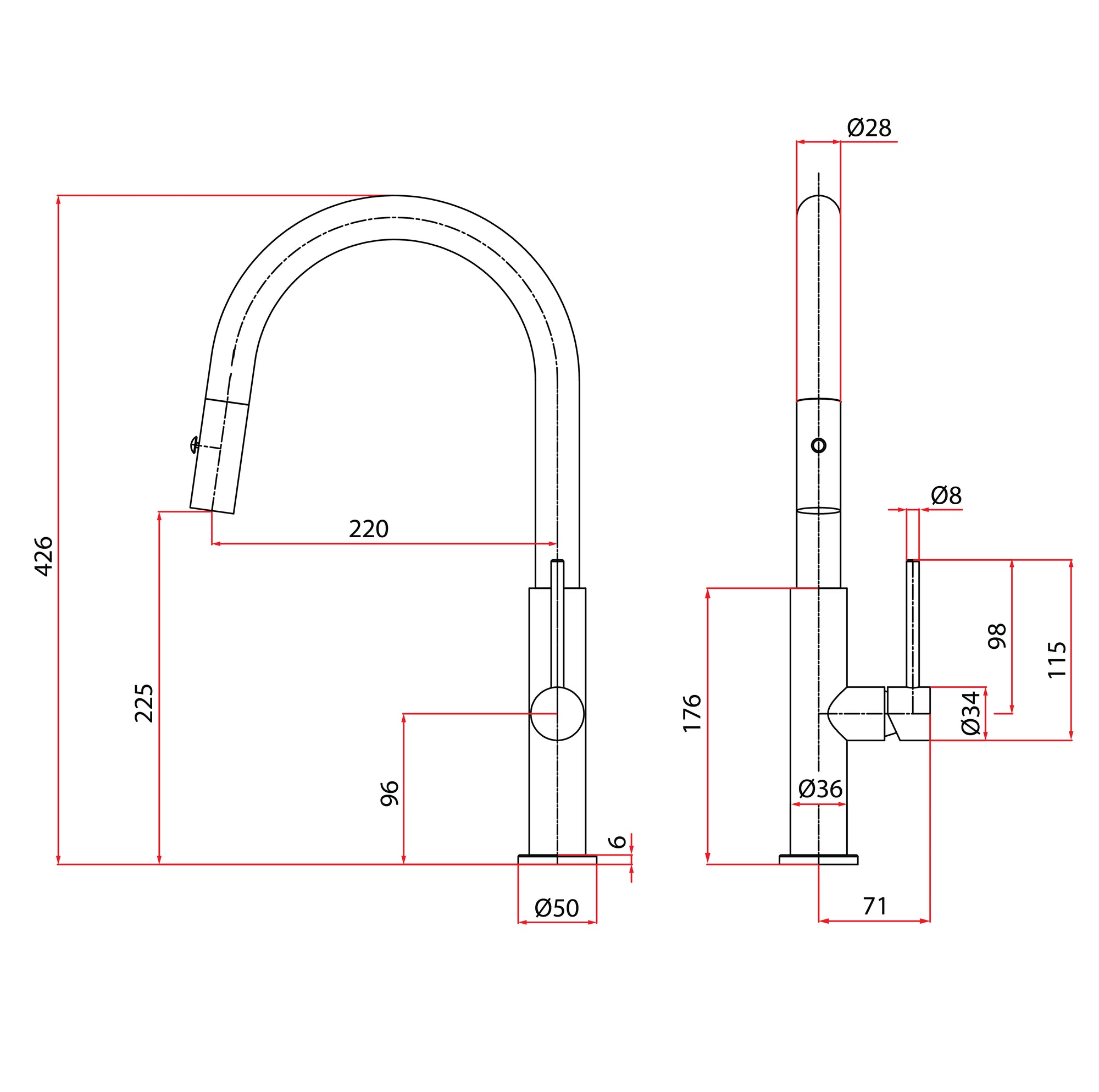 Inox Pull-Out Spray Sink Mixer Cold Tap | Inox 7743PS GM