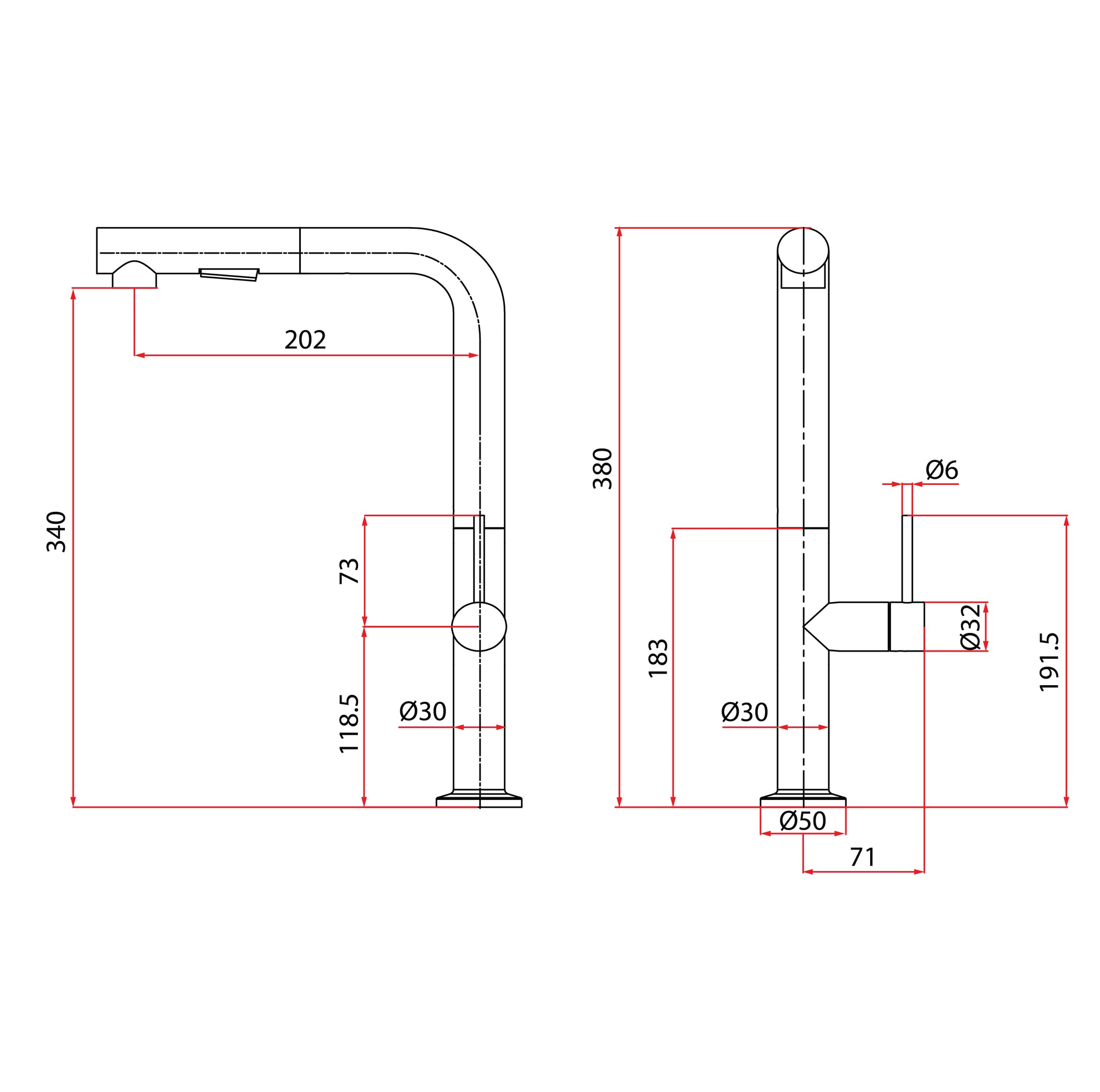 Inox Pull-Out Spray Sink Mixer/ Cold Tap | Inox 7744PS BK