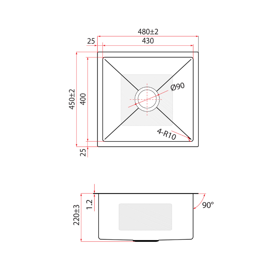 3½” Basket Waste and Bottle-Trap Kitchen Sink | KNX 810-48U GM