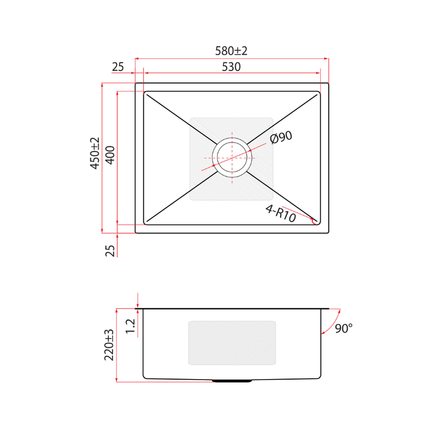 3½” Basket Waste and Bottle-Trap Kitchen Sink | KNX 810-58U GM