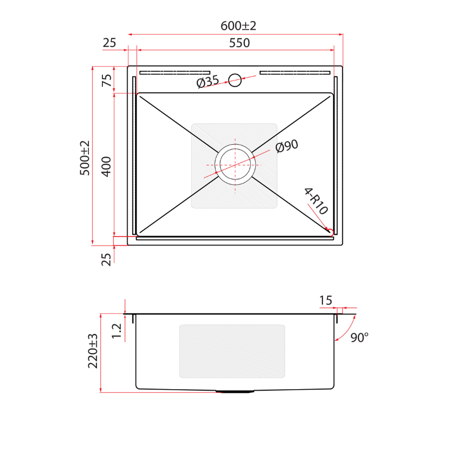 3½” Basket Waste and Bottle-Trap Kitchen Sink | KNX 810-60 GM