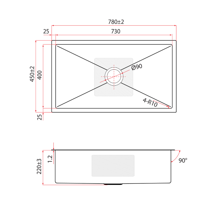 3½” Basket Waste and Bottle-Trap Kitchen Sink | KNX 810-78U GM