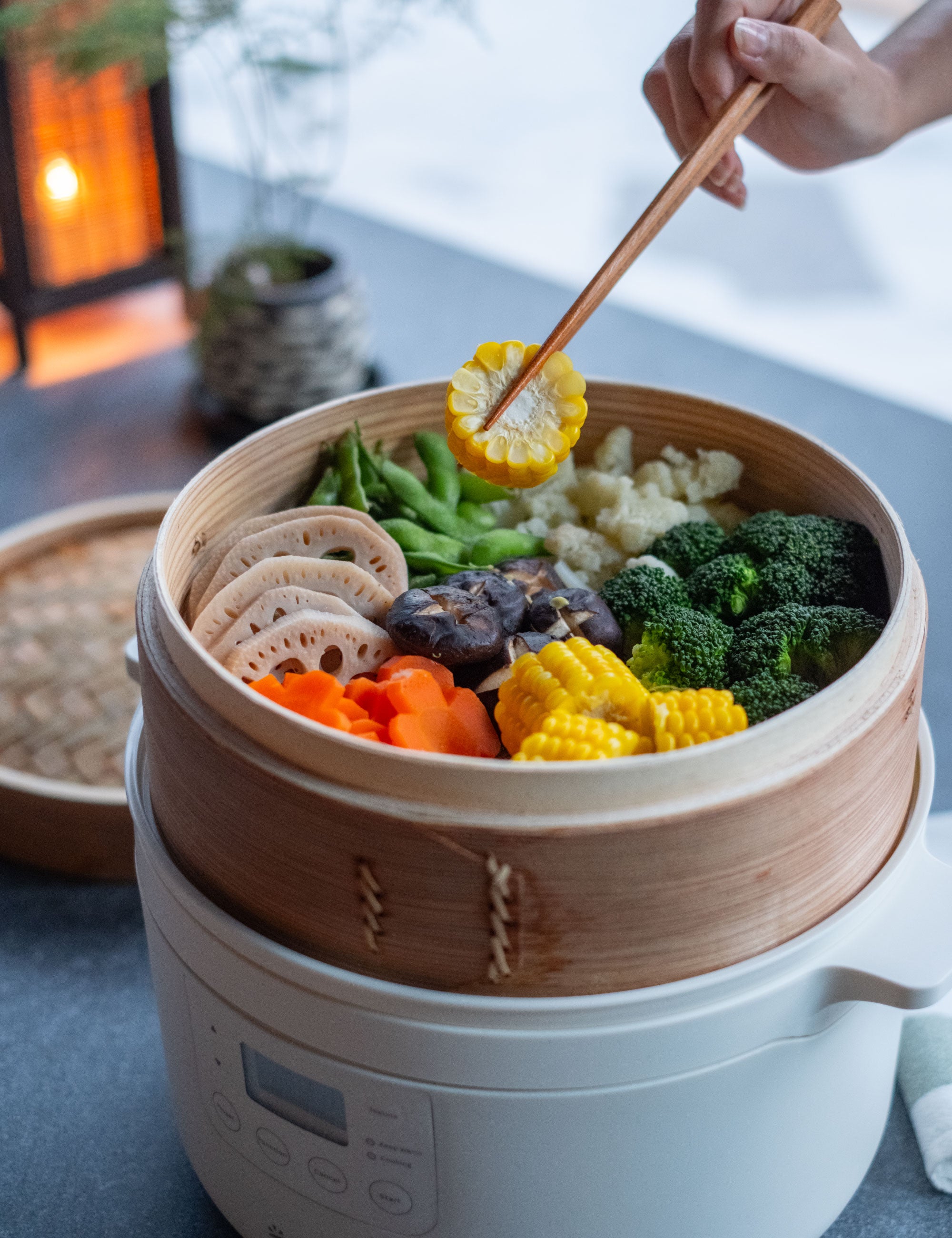 KYŌ Electric Cooker with Bamboo Steamer | MEC-3L-OW