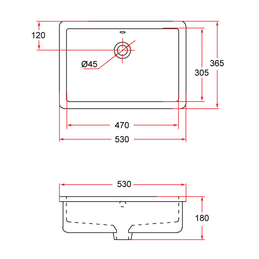 Undermount Rectangular Ceramic Basin | NUE 53