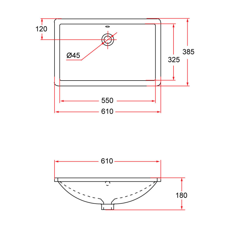 Undermount Rectangular Ceramic Basin | NUE 61