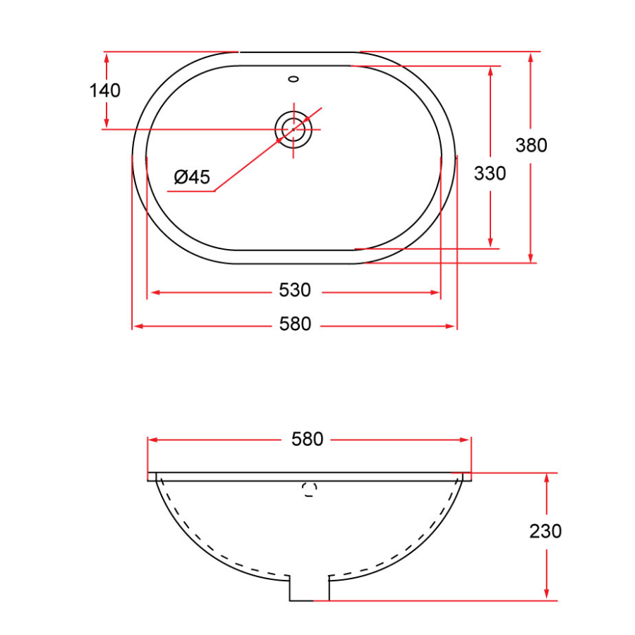 Undermount Oval Ceramic Basin | NUE R58