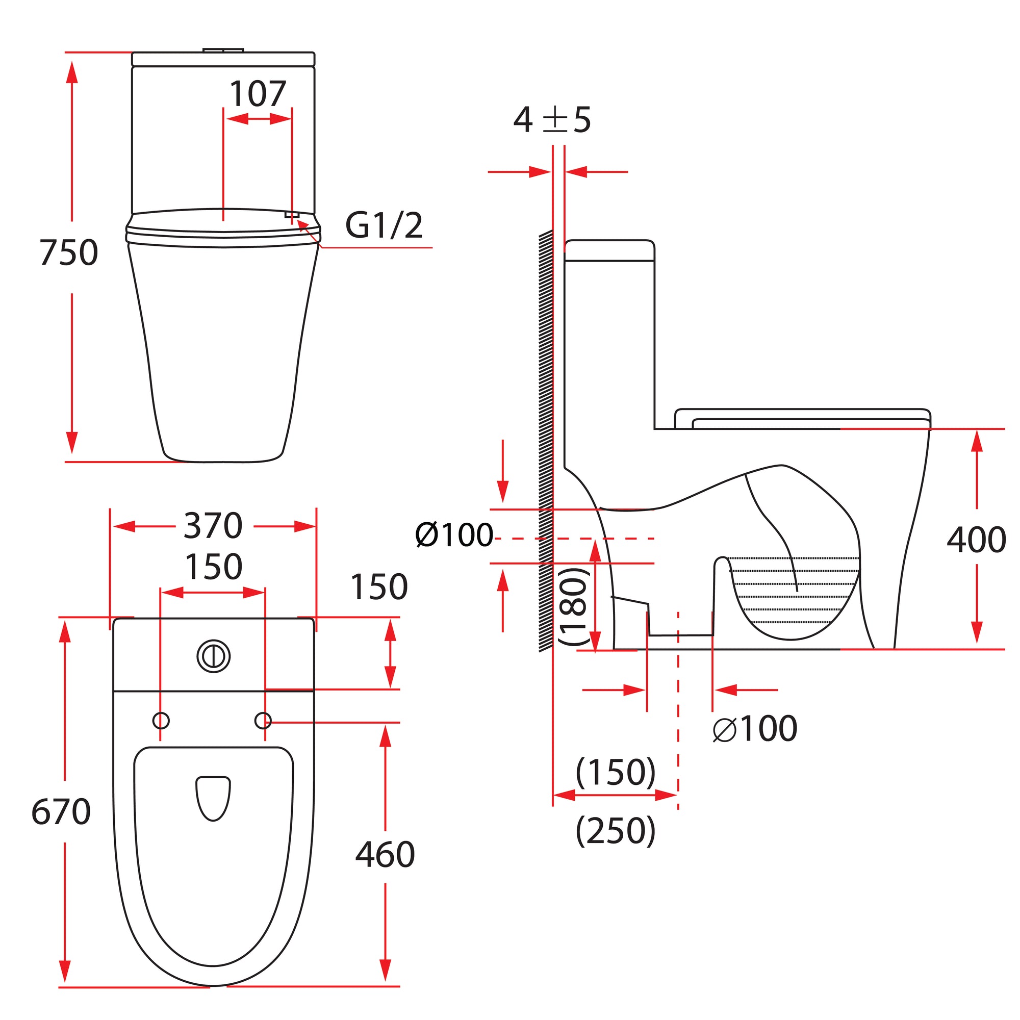 Piz Fora Rimless One-Piece Toilet | PF106