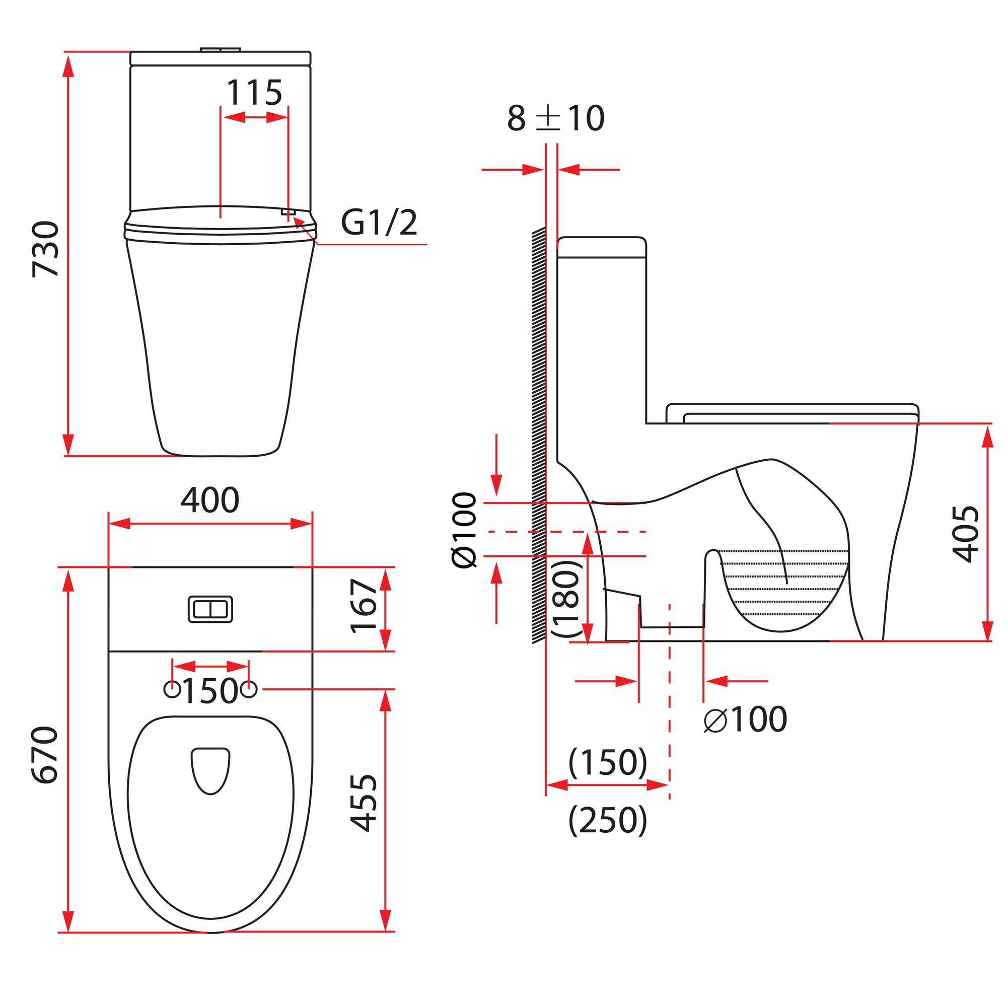 Punta Nera Rimless One-Piece Toilet | PN 105S06 & PN105S10