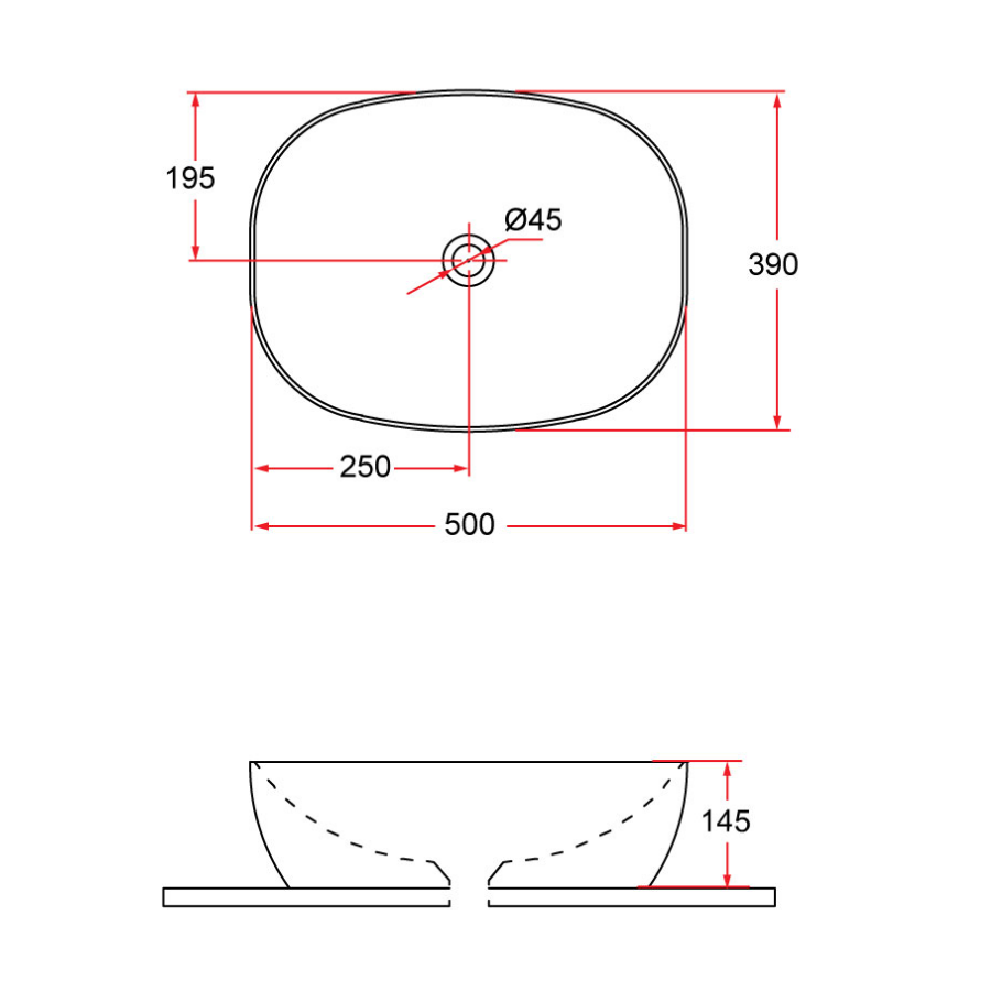 Countertop Rectangular Ceramic Basin | QTRO 50-BW