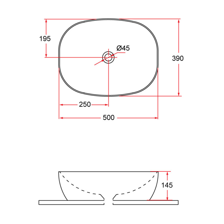 Countertop Rectangular Ceramic Basin | QTRO 50
