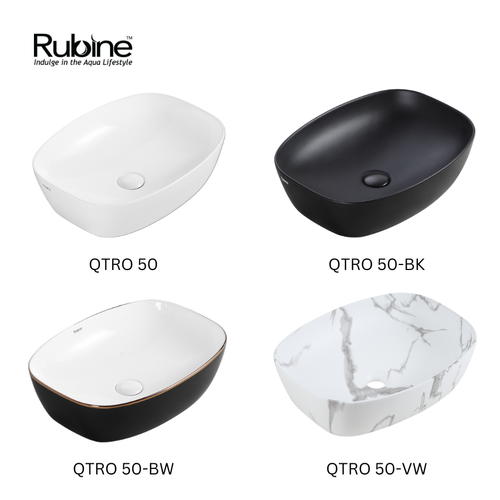 QTRO Countertop Ceramic Basin | QTRO 50, QTRO 50 BK, QTRO 50 BW and QTRO 50 VW