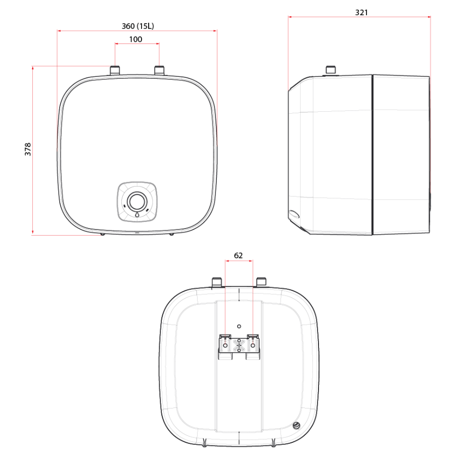 Paris 15L Under-Sink Storage Water Heater | RA 15U SIN2.5