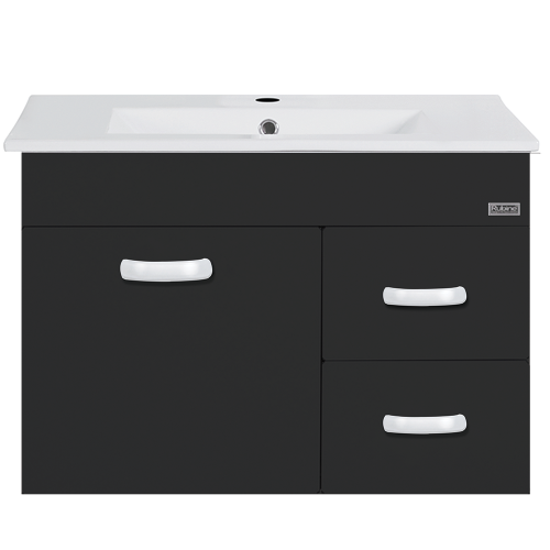 70CM Stainless Steel Bathroom Cabinet with Insert Basin and Waste Fitting (Black) | RBF-1274D3 BK