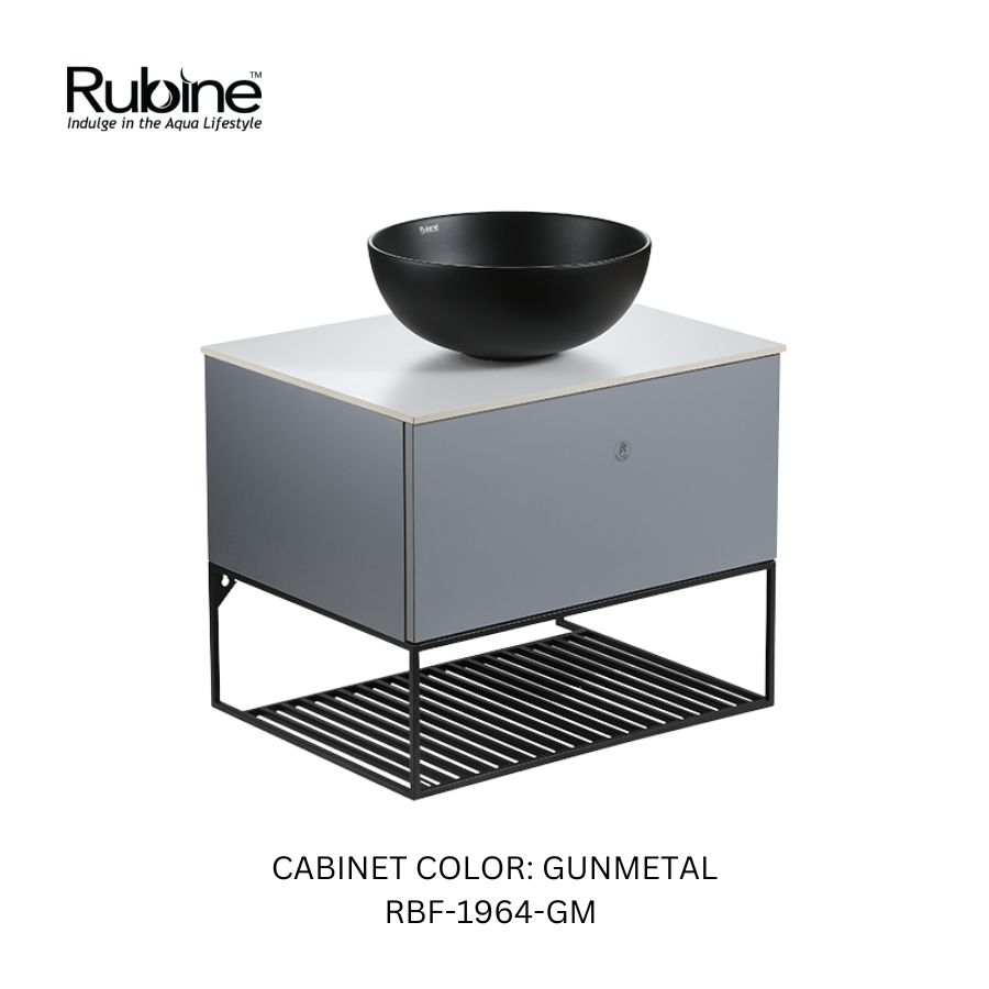 60cm Pull-To-Open Vanity Cabinet + Countertop Basin | RBF-1964-TO/VW/GM