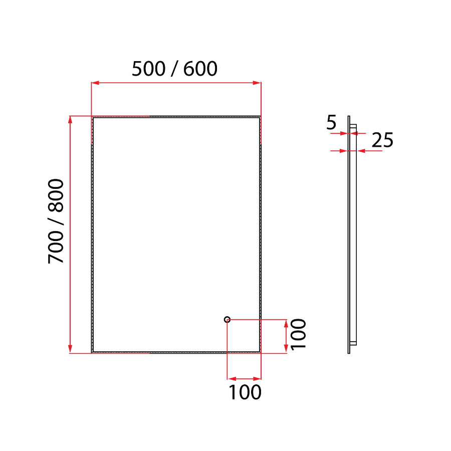 Frameless Wall-Mounted LED Rectangular Mirror | RBM-ACO-L57LED