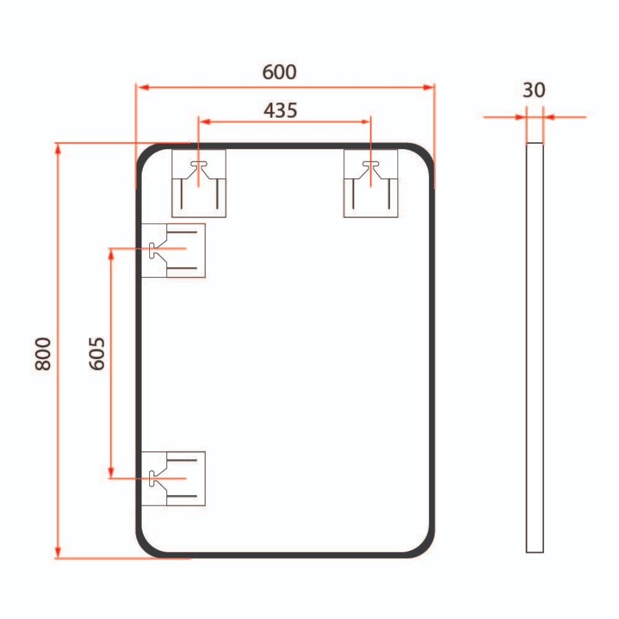 Matte Black Wall-Mounted Rectangular Mirror | RBM-ACO-L68 BK