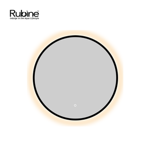 60cm Matte Black Wall-Mounted LED Round Mirror | RBM-ACO-R60LED-BK