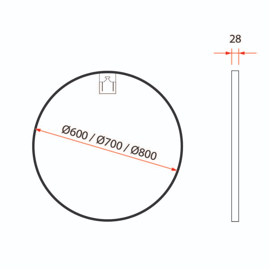 Matte Black Wall-Mounted Round Mirror | RBM-ACO-R80 BK