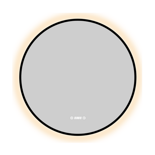 Matte Black Wall-Mounted Round Mirror | RBM-ACO-R80LED-BK