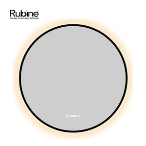 80cm Matte Black Wall-Mounted Round Mirror | RBM-ACO-R80LED-BK