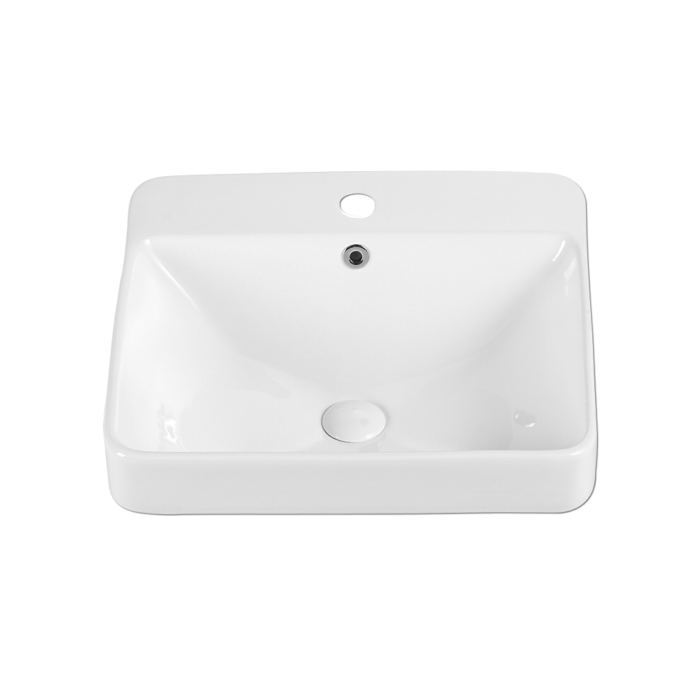Semi-Recessed Rectangular Ceramic Basin | RIFF 50M