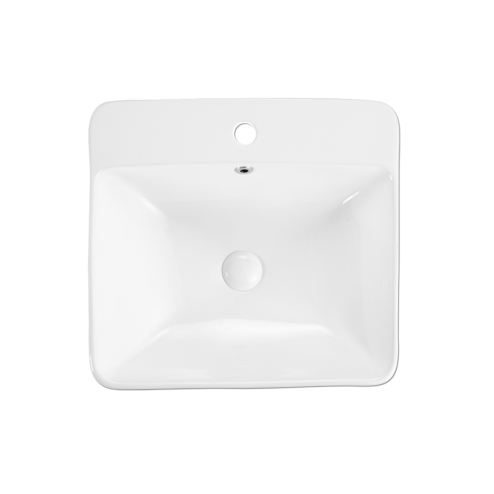 Semi-Recessed Rectangular Ceramic Basin | RIFF 50M