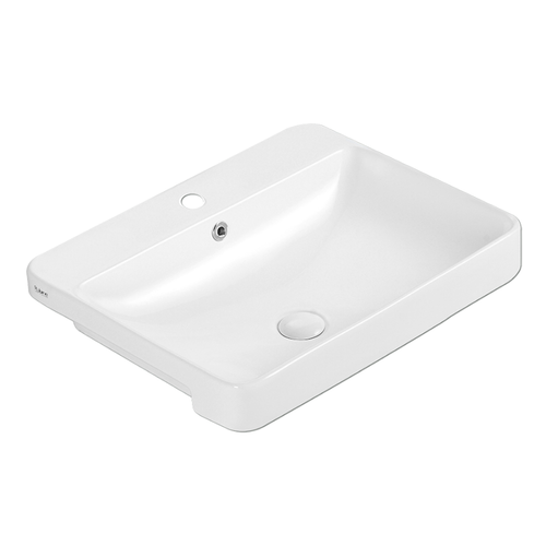 Semi-Recessed Rectangular Ceramic Basin | RIFF 59M