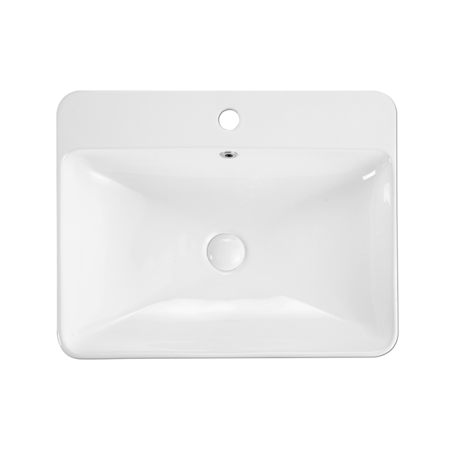 Semi-Recessed Rectangular Ceramic Basin | RIFF 59M