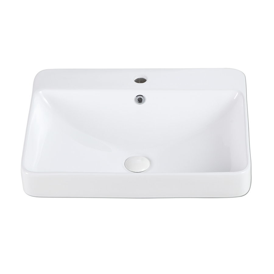 Semi-Recessed Rectangular Ceramic Basin | RIFF 59M