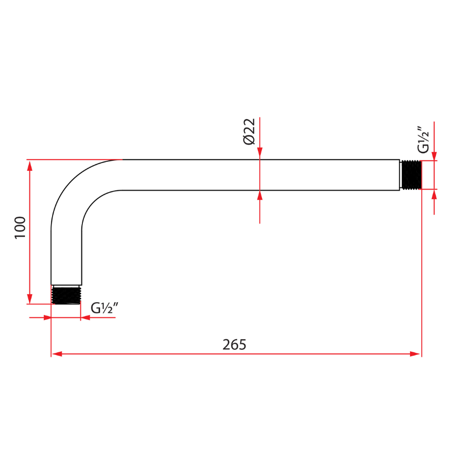 265mm Horizontal Round Arm | RSA-HAR-265
