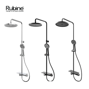 Deckos Round Rainshower Column With Mixer Shelf