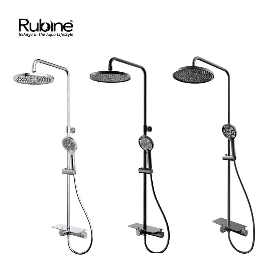 Deckos Round Rainshower Column With Mixer Shelf – Casa Singapore