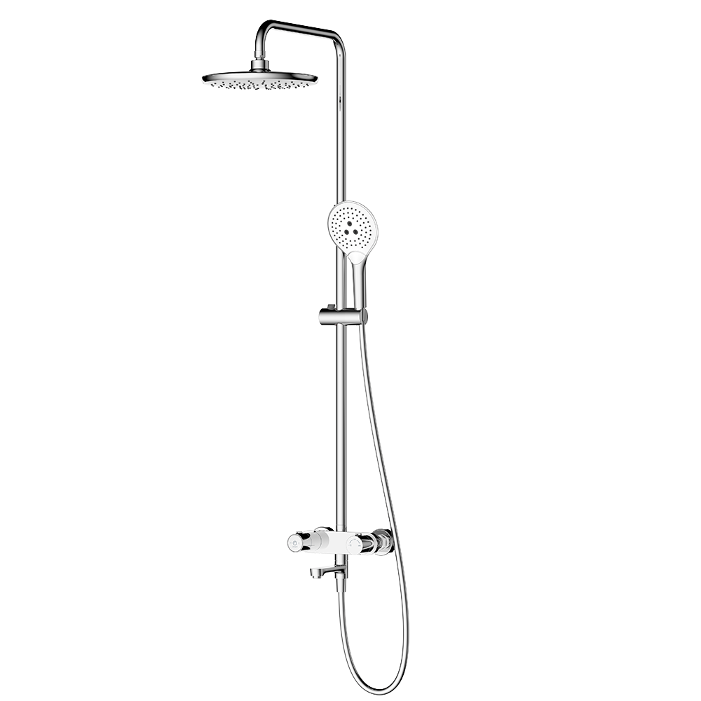 Pushstop Round Rainshower Column With Mixer (Chrome/Matte Black)