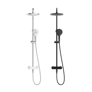 Pushstop Round Rainshower Column With Mixer (Chrome/Matte Black)