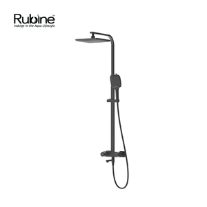 Pushstop Square Rainshower Column With Mixer (Matte Black) | RSC-PUSHSTOP-S81-BK